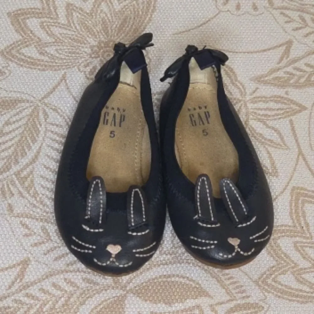 BABY GAP BUNNY BALLERINA FLATS sz 5 PRELOVED CUTESY WHIMSY EASTER BUNNY RABBIT
